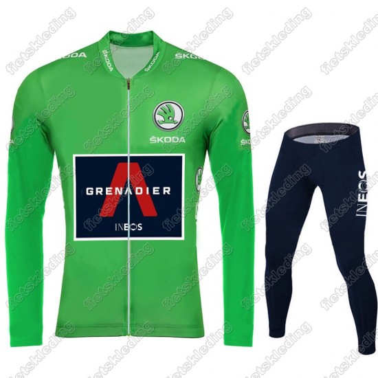 Team INEOS Grenadier Tour De France 2021 Mannen Wielerkleding Set Fietsshirts Lange Mouw+Lange Fietsrbroek Bib Green 2021142