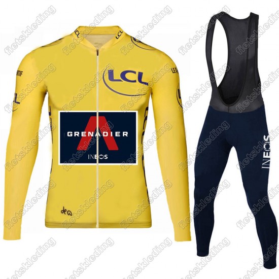 Team INEOS Grenadier Tour De France 2021 Mannen Wielerkleding Set Fietsshirts Lange Mouw+Lange Fietsrbroek Bib Yellow 2021155