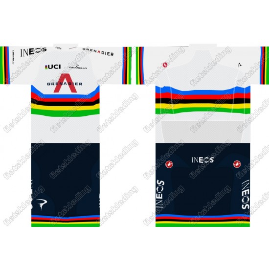 Team INEOS Grenadier 2021 UCI World Champion Fietskleding Set Wielershirt Korte Mouw+Korte Fietsbroeken 2021173