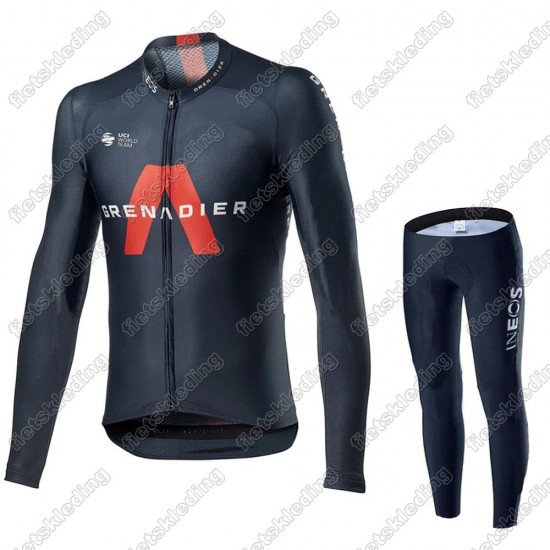 Team INEOS Grenadier 2021 Wielerkleding Set Fietsshirts Lange Mouw+Lange Fietsrbroek Bib 2021105