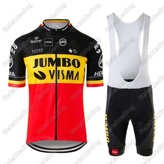 Jumbo Visma 2021 Beligum Wielerkleding Set Fietsshirts Korte Mouw+Korte Wielerbroek Bib 2021185