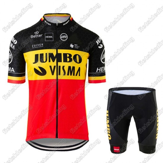 Jumbo Visma 2021 Beligum Fietskleding Set Wielershirt Korte Mouw+Korte Fietsbroeken 2021186