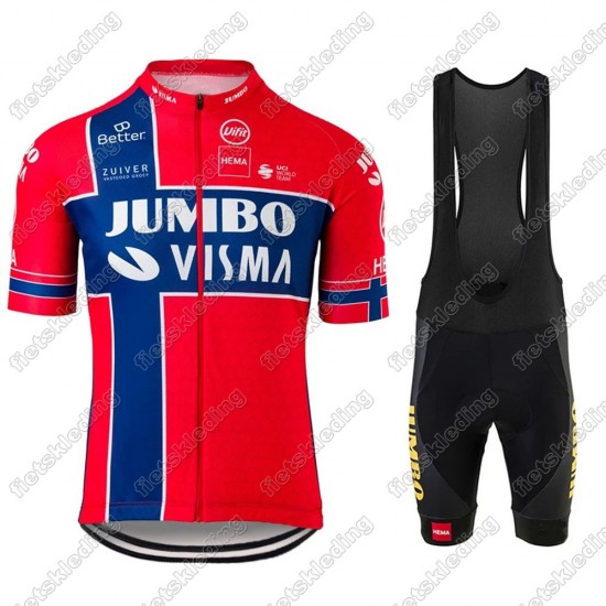 Jumbo Visma 2021 Norway Wielerkleding Set Fietsshirts Korte Mouw+Korte Wielerbroek Bib 2021189