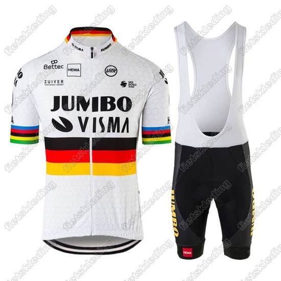 Jumbo Visma 2021 Germany Wielerkleding Set Fietsshirts Korte Mouw+Korte Wielerbroek Bib 2021197