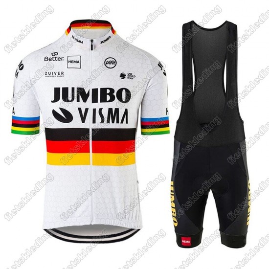 Jumbo Visma 2021 Germany Wielerkleding Set Fietsshirts Korte Mouw+Korte Wielerbroek Bib 2021199