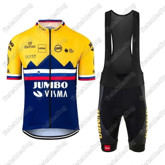 Jumbo Visma 2021 SLOVAKIAN Wielerkleding Set Fietsshirts Korte Mouw+Korte Wielerbroek Bib 2021204