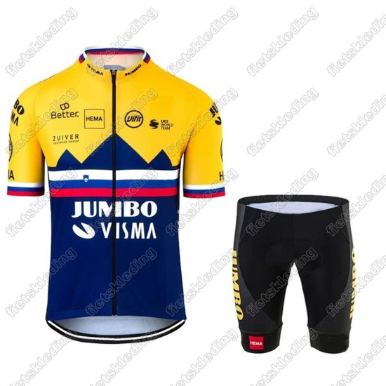 Jumbo Visma 2021 SLOVAKIAN Fietskleding Set Wielershirt Korte Mouw+Korte Fietsbroeken 2021206