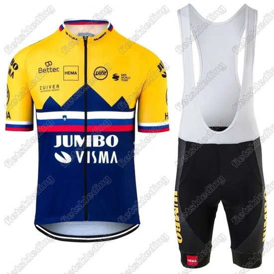 Jumbo Visma 2021 SLOVAKIAN Wielerkleding Set Fietsshirts Korte Mouw+Korte Wielerbroek Bib 2021207