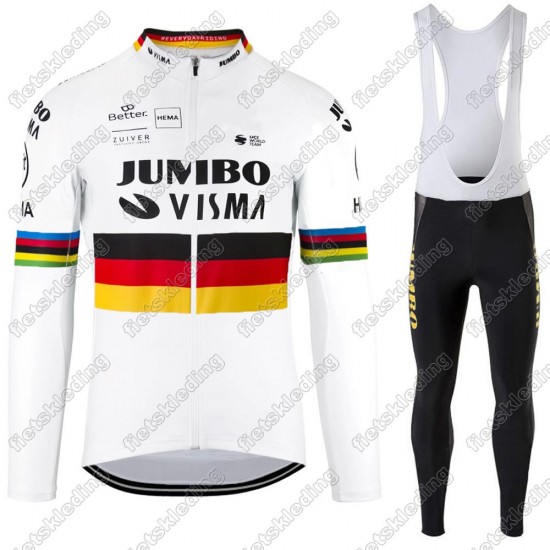 Jumbo Visma 2021 Germany Wielerkleding Set Fietsshirts Lange Mouw+Lange Fietsrbroek Bib 2021209
