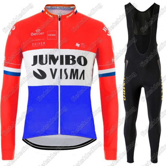 Jumbo Visma 2021 Dutch Wielerkleding Set Fietsshirts Lange Mouw+Lange Fietsrbroek Bib 2021213