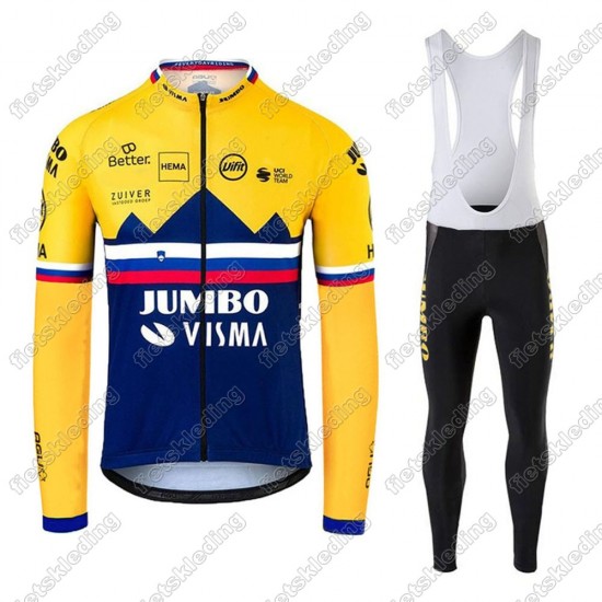 Jumbo Visma 2021 SLOVAKIAN Wielerkleding Set Fietsshirts Lange Mouw+Lange Fietsrbroek Bib 2021221