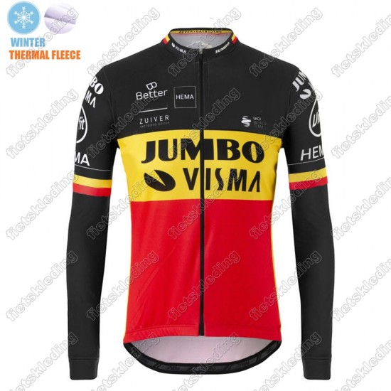 Winter Thermal Fleece Jumbo Visma 2021 Belgium Maillot Cyclisme Manches Longe 2021236