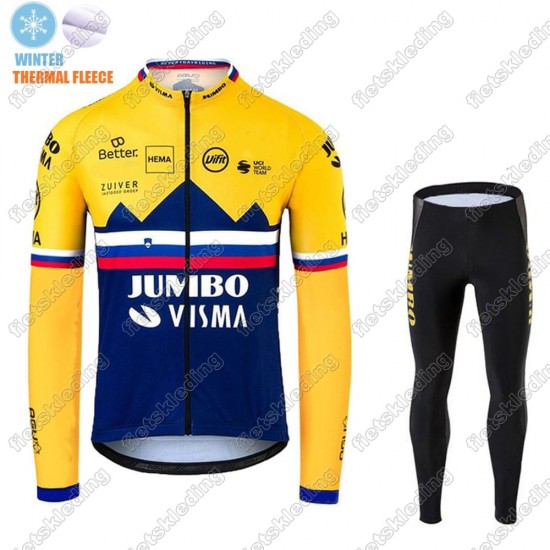 Winter Thermal Fleece Jumbo Visma 2021 SLOVAKIAN Wielerkleding Set Fietsshirts Lange Mouw+Lange Fietsrbroek Bib 2021241