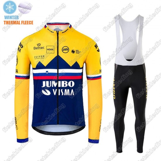 Winter Thermal Fleece Jumbo Visma 2021 SLOVAKIAN Wielerkleding Set Fietsshirts Lange Mouw+Lange Fietsrbroek Bib 2021242