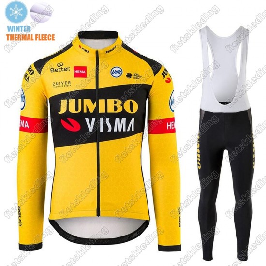 Winter Thermal Fleece Jumbo Visma 2021 Pro Team Wielerkleding Set Fietsshirts Lange Mouw+Lange Fietsrbroek Bib 2021246