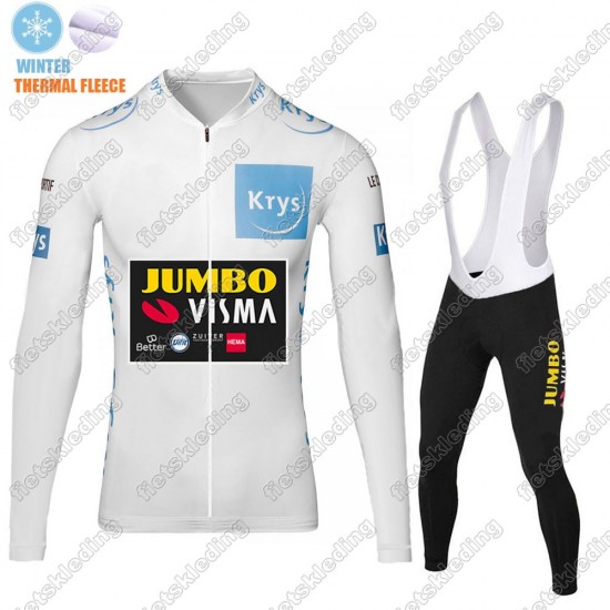 Winter Thermal Fleece Jumbo Visma 2021 wit Fietsshirt Lange Mouw+Collant Cycliste 2021252