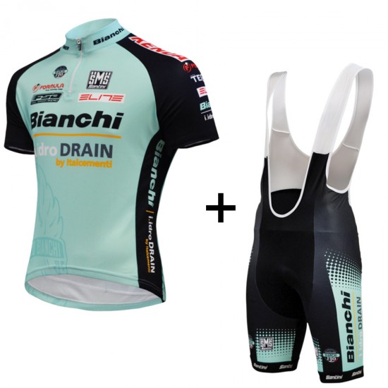 Bianchi Idro Drain 2015 Fietskleding Set Fietsshirt Korte Mouwen+Fietsbroek Bib Korte 2320