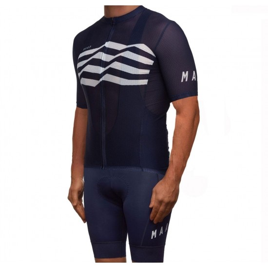 2019 MAAP M-Flag Ultra blauw Fietskleding Set Fietsshirt Korte Mouw+Korte fietsbroeken RNKH240