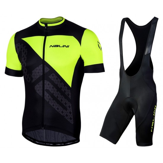 2019 Nalini Volata 20 zwart-geel Fietskleding Set Fietsshirt Korte Mouw+Korte fietsbroeken XGWM995