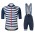 2019 Santini blauw-wit Stripe Fietskleding Set Fietsshirt Korte Mouw+Korte fietsbroeken CCHC446