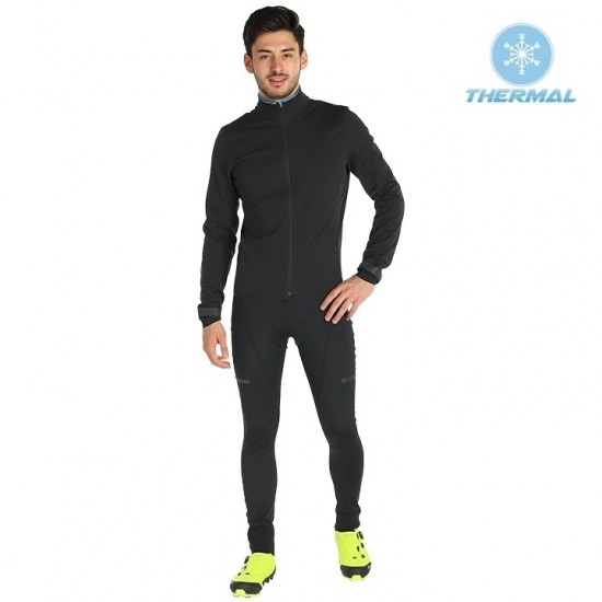 2019 Shimano zwart Thermo Wielerkleding Set Wielershirts lange mouw+fietsbroek lang met OVDN731