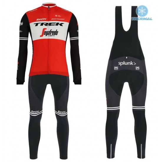 2019 Trek Fabrik Racing rood Thermo Wielerkleding Set Wielershirts lange mouw+fietsbroek lang met OSFZ738