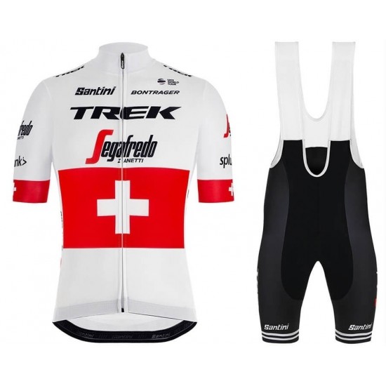 2019 Trek-Segafredo Swiss Champion Fietskleding Set Fietsshirt Korte Mouw+Korte fietsbroeken EKOB923