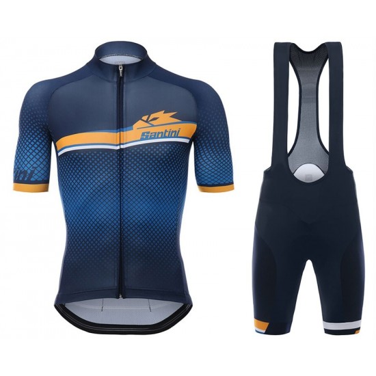 2017 Santini GF Stelvio blauw Fietskleding Set Fietsshirt Korte+Korte Fietsbroeken Bib 2557