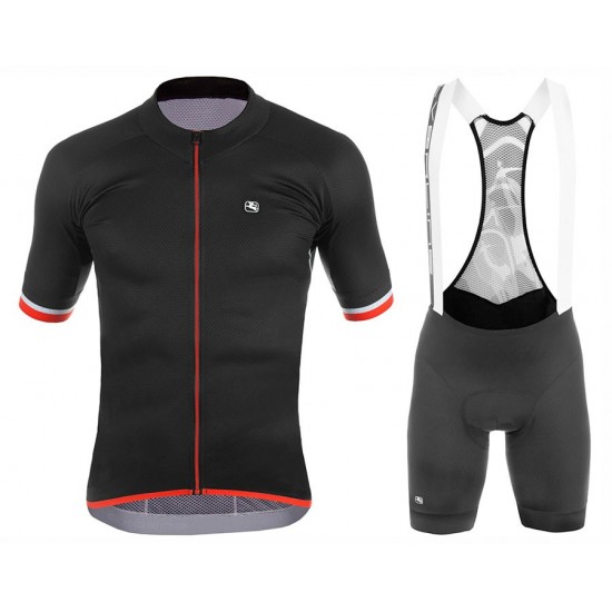 Giordana 2017 Team Silber Line zwart-Rood FIetskleding Set Wielershirt Korte Mouw+Korte Fietsbroeken Bib 849MERCV 2017082264