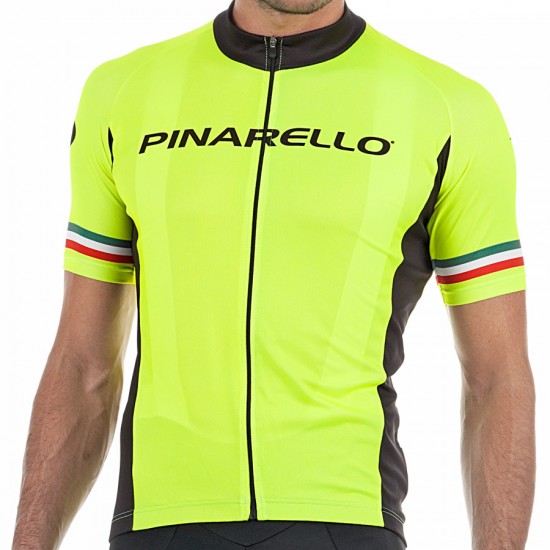 Pinarello Pro team 2017 Strada Fietsshirt Korte Mouw-geel Italie 356LHBFB 2017082316