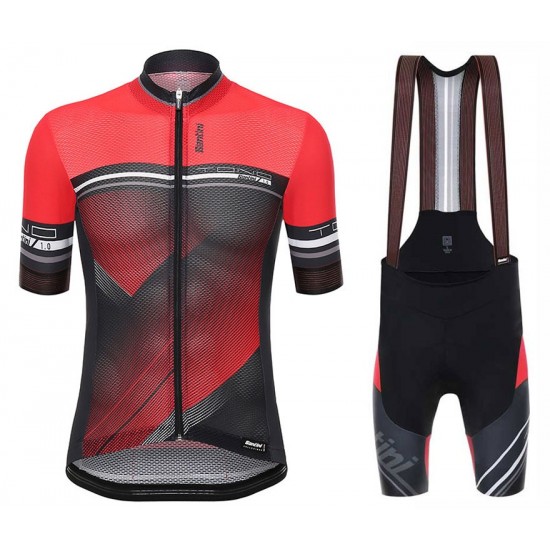 Santini Profteams 2017 Tono Rood FIetskleding Set Wielershirt Korte Mouw+Korte Fietsbroeken Bib 349AUQDR 2017082352