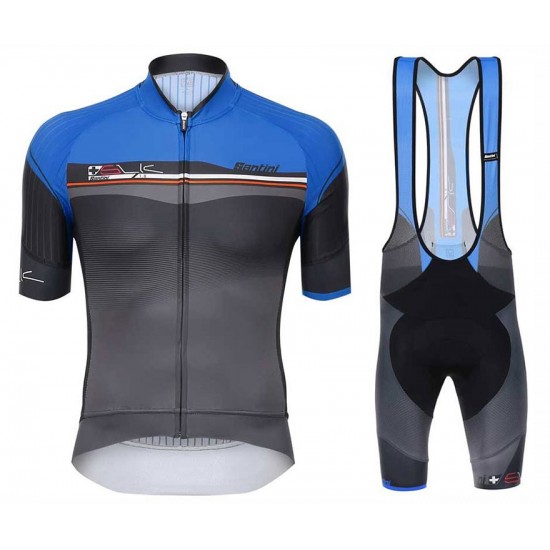 Santini Profteams 2017 Sleek Plus 10 blauw-Noir FIetskleding Set Wielershirt Korte Mouw+Korte Fietsbroeken Bib 893BXIGM 2017082342