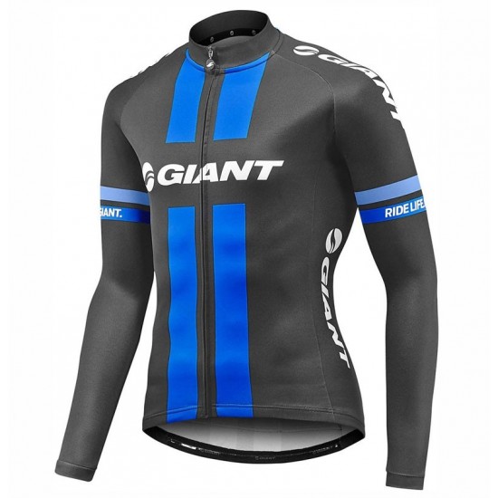 2017 Pro Team Giant zwart-blauw Fietsshirt lange mouw 2477