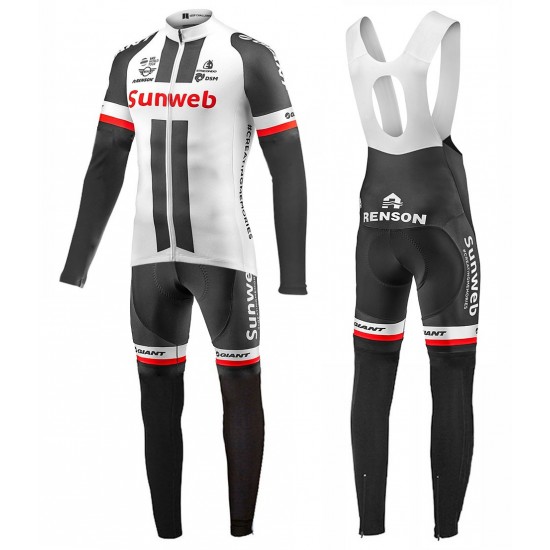 2017 Pro Team Sunweb Giant wit Fietskleding Wielershirt lange mouw+Lange fietsbroeken Bib 2587