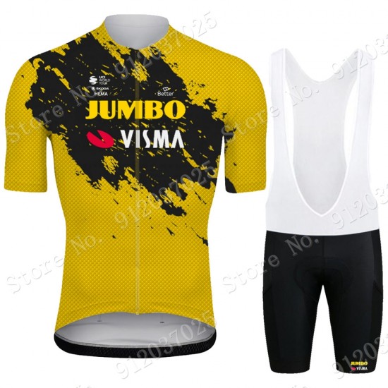 New Jumbo Visma 2021 Team Fietskleding Fietsshirt Korte Mouw+Korte Fietsbroeken Bib 2021062606