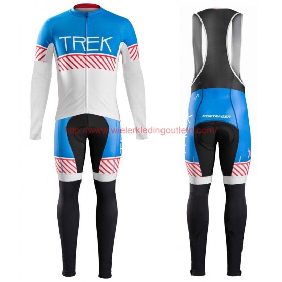 2016 Bontrager Trek Specter Jahrgang wit-Blauw Wielerkleding Wielershirt lange mouw+Lange fietsbroeken Bib 201717025