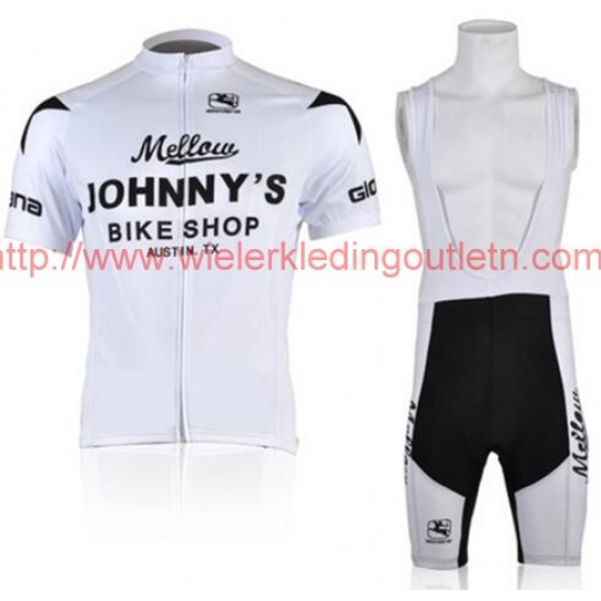 Mellow Johnny-s wit Fietskleding Fietsshirt Korte+Korte Fietsbroeken Bib 201717123