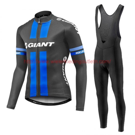 2017 Giant blauw Fietskleding Fietsshirt lange mouw+Lange fietsbroeken Bib 201717455