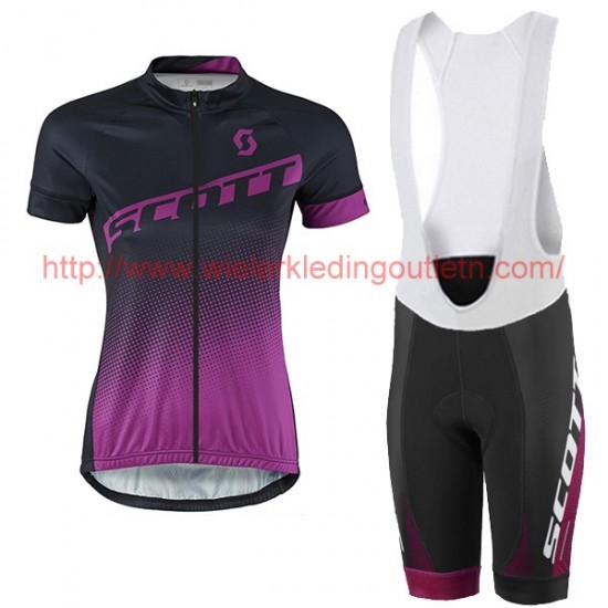 2017 Scott Femmes zwart violett Fietskleding Fietsshirt Korte+Korte Fietsbroeken Bib 201717588