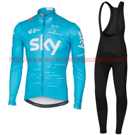 Sky Pro 2017 blauw Fietskleding Fietsshirt lange mouw+Lange fietsbroeken Bib 201717638