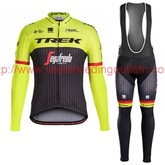 Trek Segafredo 2017 Fietskleding Fietsshirt lange mouw+Lange fietsbroeken Bib geel 201717669