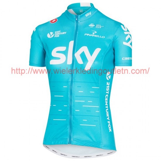 Sky Pro Dames 2017 Blauww Fietsshirt Korte Mouw 20176989