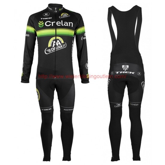 2016 Crelan-AA Drink zwart Set Wielerkleding Wielershirt lange mouw+Lange fietsbroeken Bib 213570