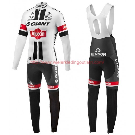 2016 Giant Alpecin TDF wit Set Wielerkleding Wielershirt lange mouw+Lange fietsbroeken Bib 213619