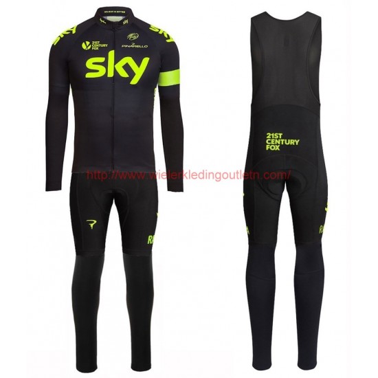 2016 Sky Team Fluo Set Wielerkleding Wielershirt lange mouw+Lange fietsbroeken Bib 213704