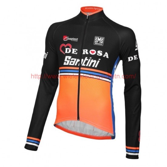 2016 Team DE-ROSA zwart-Orange Wielerkleding Wielershirt lange mouw 213581