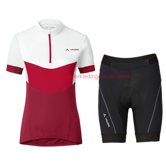 2017 Vaude Advanced II Dames Wit-Rood Wielerkleding Wielershirt Korte Mouw+Korte Fietsbroeken 20176974