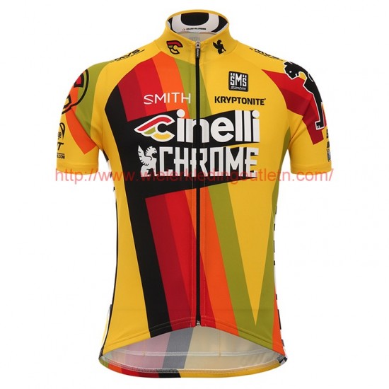 2017 CINELLI CHROME Geel Fietskleding Wielershirt Korte Mouw 201717721