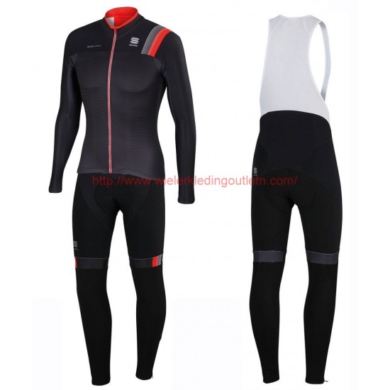 2016 Sportful JSW zwart Set Wielerkleding Wielershirt lange mouw+Lange fietsbroeken Bib 213736