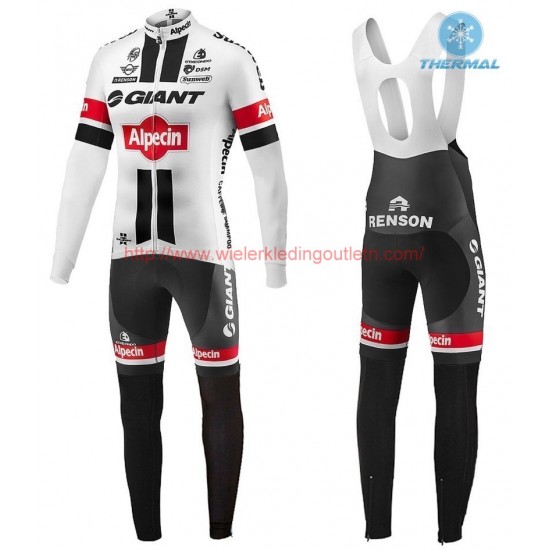 2016 Giant Alpecin TDF wit Winter Set Wielerkleding Wielershirt lange mouw+Lange fietsbroeken Bib 213620